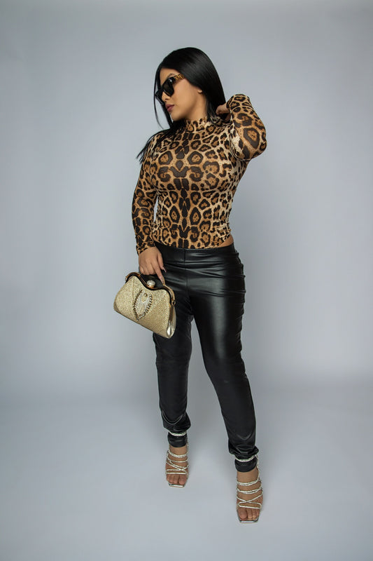Edona Leopard Print Bodysuit - Brown