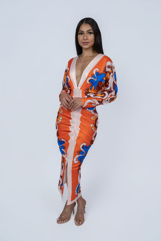 Hutuny long-sleeved maxi dress